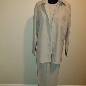 Stephanie Andrews, 3-pc Pant Set, Size-10, Tan (Dry Cleaned)